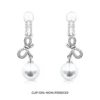 Ribbon Bow Pearl Dangle Earrings