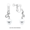 Ribbon Bow Pearl Dangle Earrings