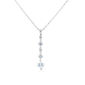 Athena Heart CZ Long Pendant Necklace