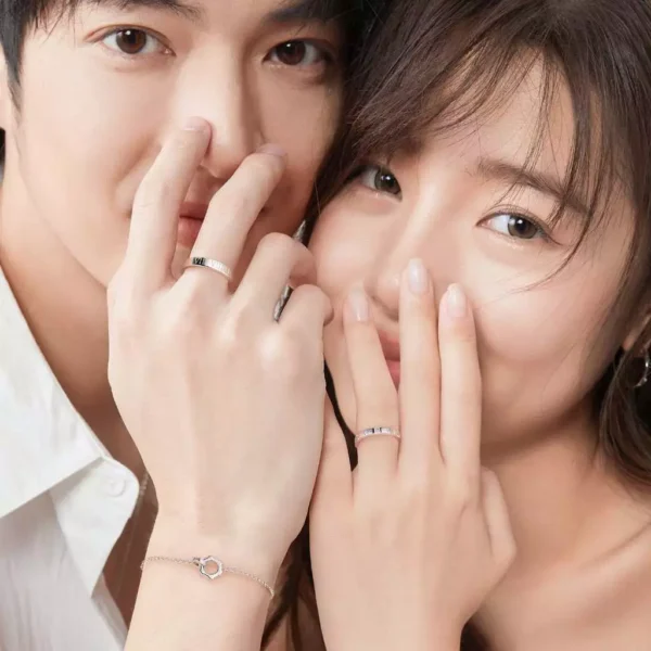 Roman Time Couples Promise Sterling Silver Rings