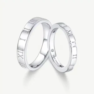 Roman Time Couples Promise Sterling Silver Rings