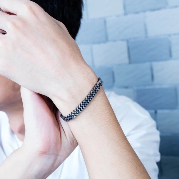 Damien Mens Titanium Silver Bracelet