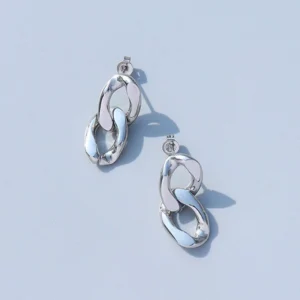 Silver Double Chain Drop Earrings