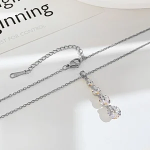 Silver Titanium CZ Necklace