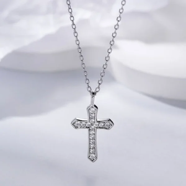 Silver Cross CZ Necklace