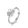 Clover CZ Silver Adjustable Ring