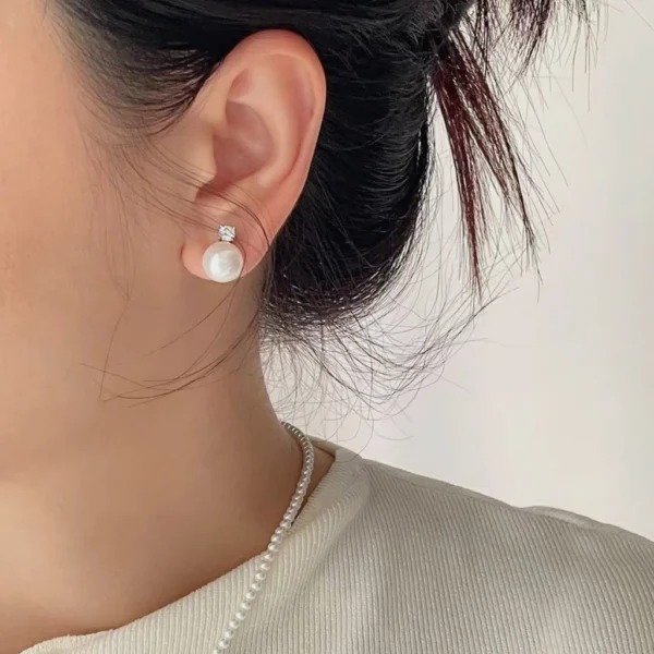 Blossom Pearl Diamond Stud Earrings