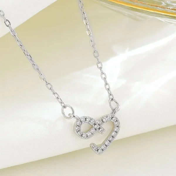 Silver Open Heart CZ Necklace