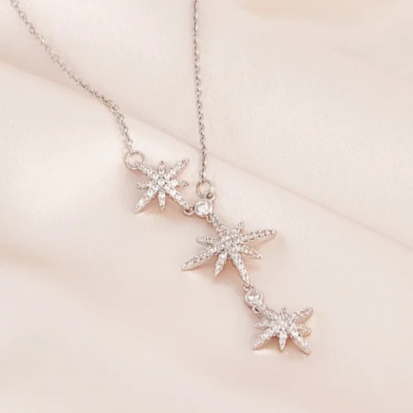 Sunburst CZ Fixed Chain Necklace