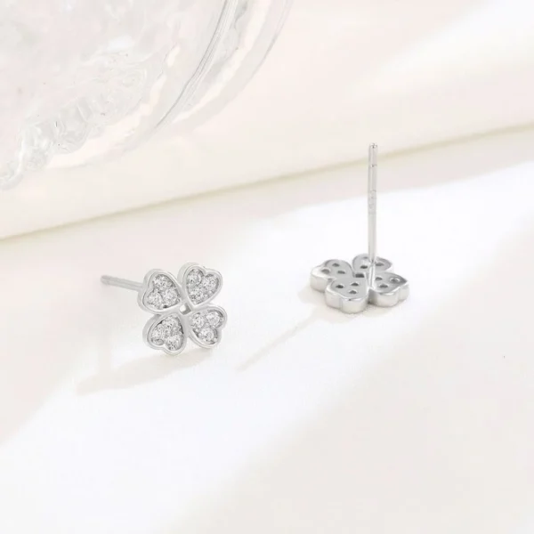 Sterling Silver Clover CZ Earrings