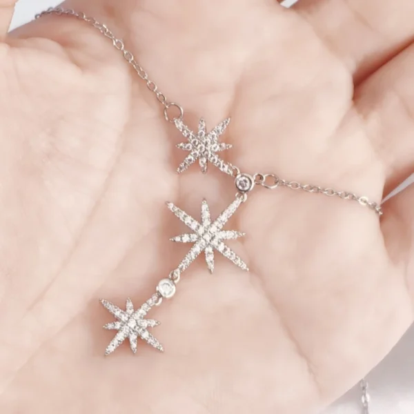 Sunburst CZ Fixed Chain Necklace