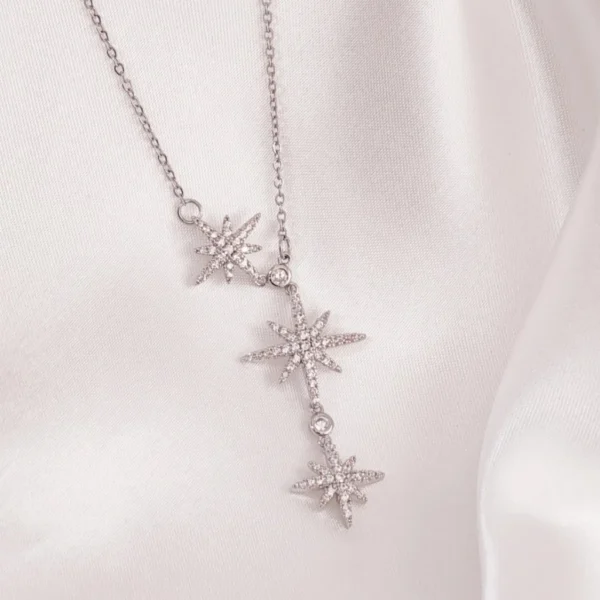 Sunburst CZ Fixed Chain Necklace