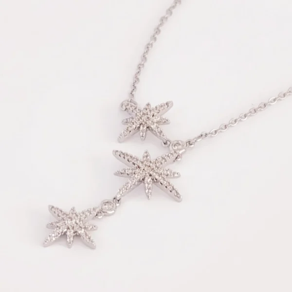 Sunburst CZ Fixed Chain Necklace