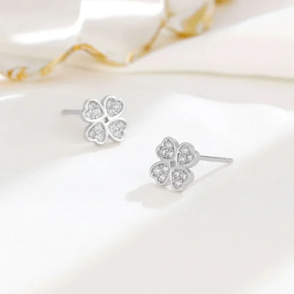 Sterling Silver Clover CZ Earrings