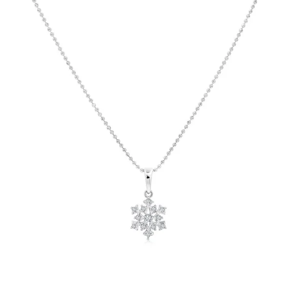 Snowflake CZ Christmas Pendant Necklace