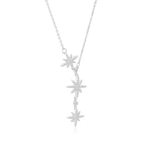 Sunburst CZ Fixed Chain Necklace