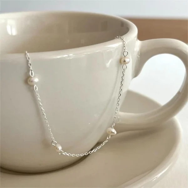 Silver Pearl Chain Bracelet