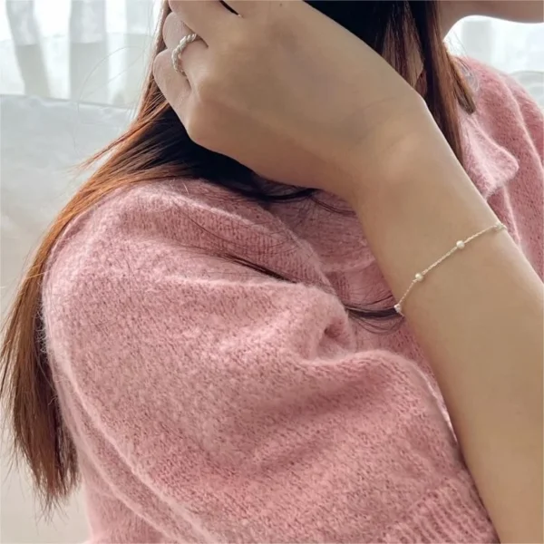 Silver Pearl Chain Bracelet